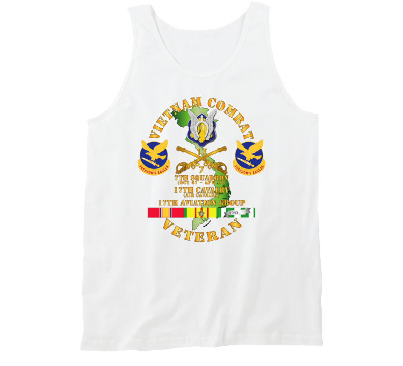  Army - Vietnam Combat Cavalry Vet  W 7th Squadron - 17th Air Cav - 17th Aviation Group Dui W Svc Tanktop
