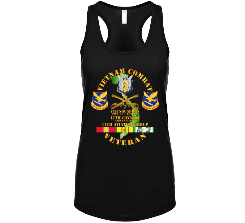 Army - Vietnam Combat Cavalry Vet  W 7th Squadron - 17th Air Cav - 17th Aviation Group Dui W Svc T Shirt