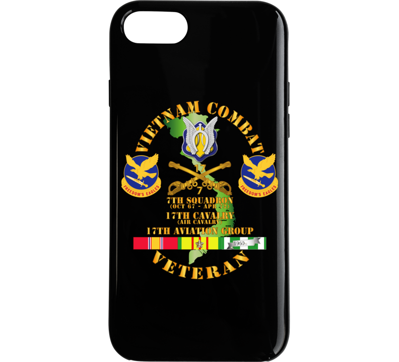 Army - Vietnam Combat Cavalry Vet  W 7th Squadron - 17th Air Cav - 17th Aviation Group Dui W Svc Phone Case