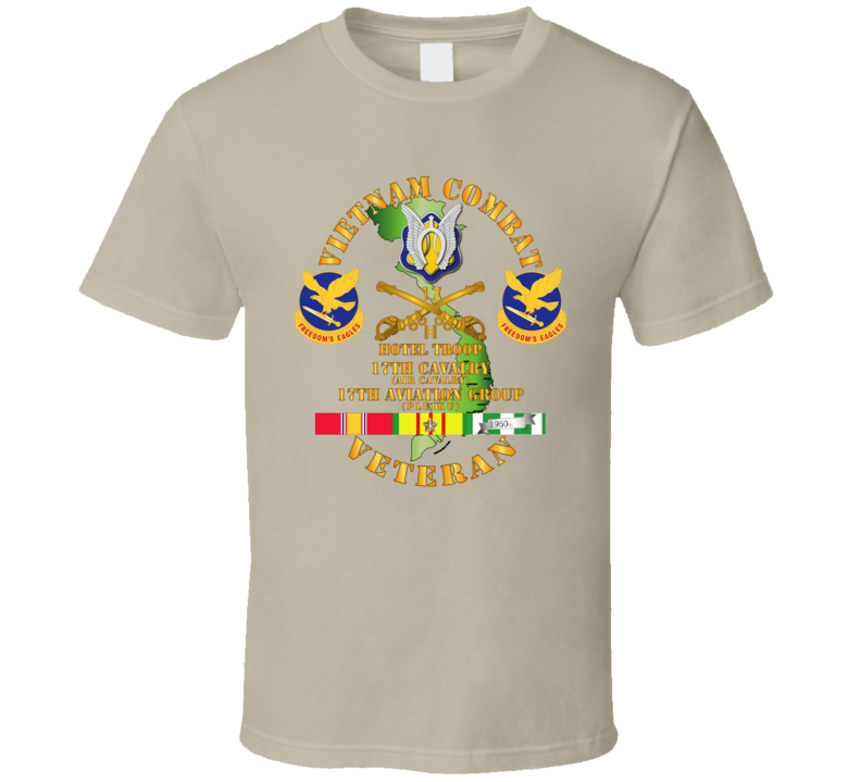 Army - Vietnam Combat Cavalry Vet  W Hotel Troop - 17th Air Cav - 17th Aviation Group Dui W Svc T Shirt