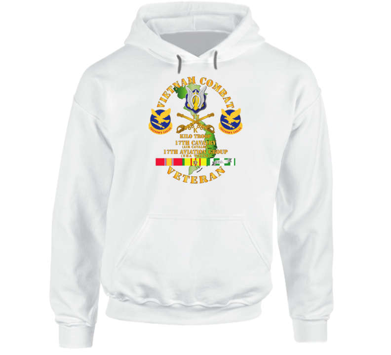 Army - Vietnam Combat Cavalry Vet  W Kilo Troop - 17th Air Cav - 17th Aviation Group Dui W Svc Hoodie
