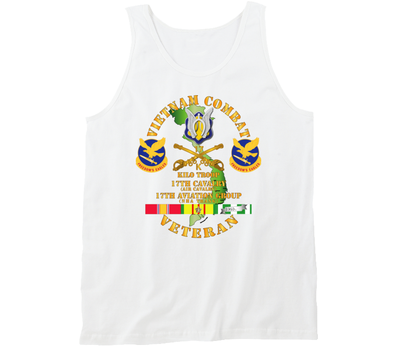 Army - Vietnam Combat Cavalry Vet  W Kilo Troop - 17th Air Cav - 17th Aviation Group Dui W Svc Tanktop