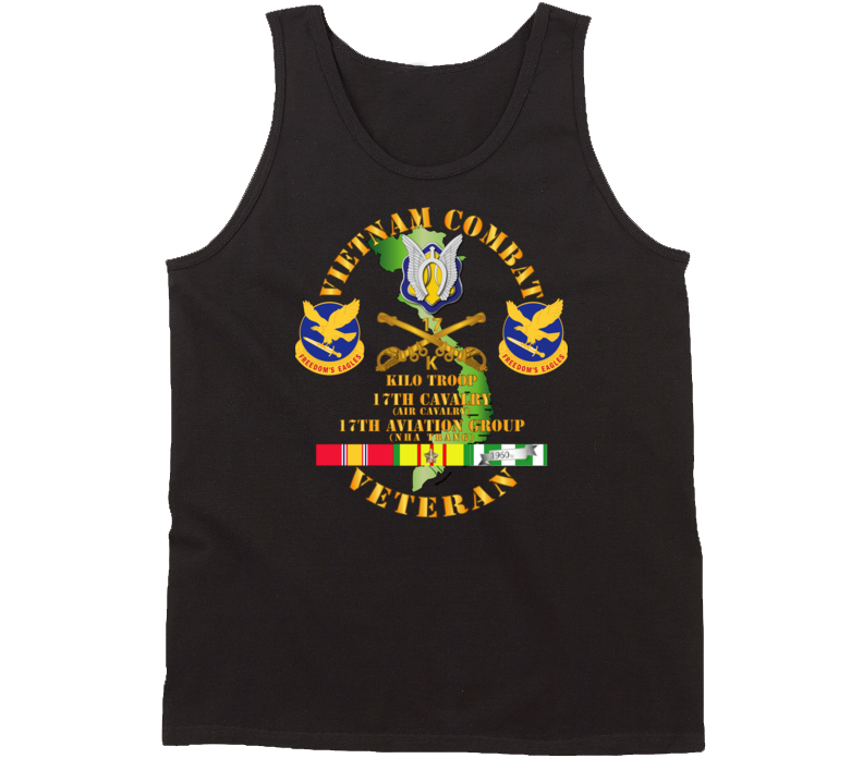 Army - Vietnam Combat Cavalry Vet  W Kilo Troop - 17th Air Cav - 17th Aviation Group Dui W Svc Tanktop