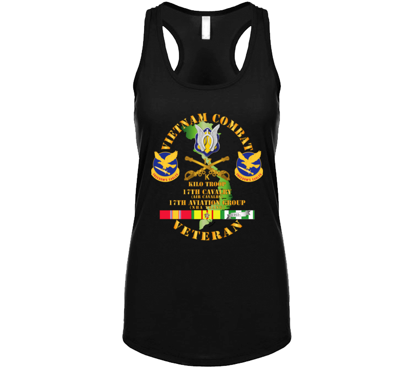 Army - Vietnam Combat Cavalry Vet  W Kilo Troop - 17th Air Cav - 17th Aviation Group Dui W Svc T Shirt