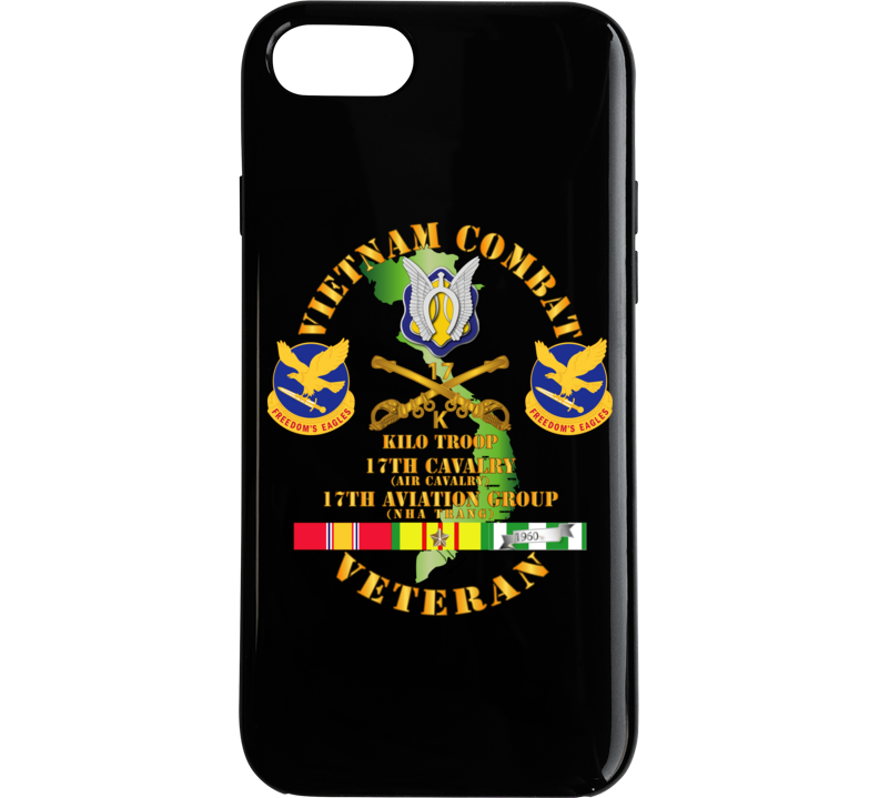 Army - Vietnam Combat Cavalry Vet  W Kilo Troop - 17th Air Cav - 17th Aviation Group Dui W Svc Phone Case