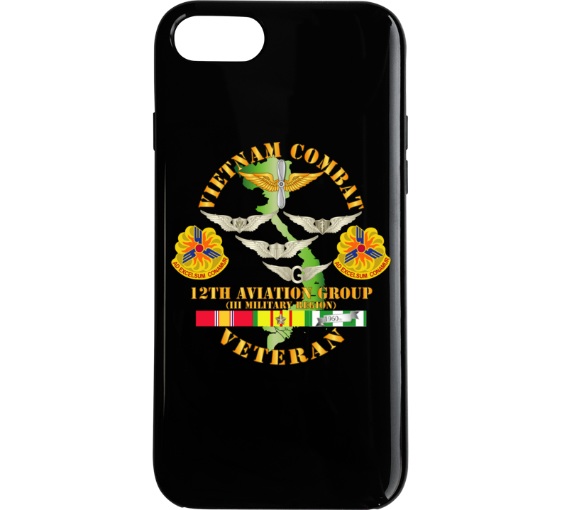 Army - Vietnam Combat Avn Vet W Avn Badges Center - 12th  Avn Groupi Mil Region Iii W Svc (1) Phone Case