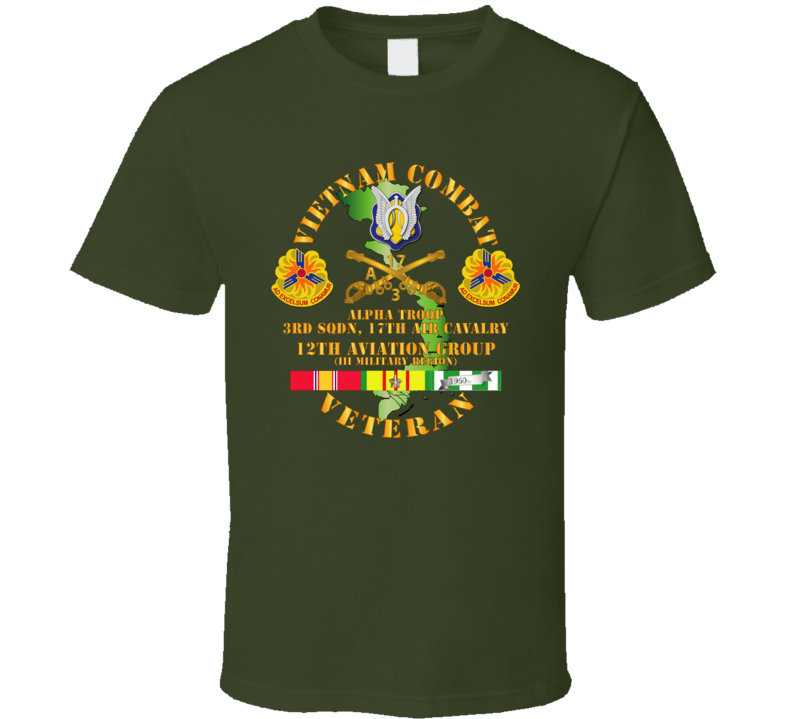 Army - Vietnam Combat Avn Vet W Avn Badges Center - 12th  Avn Groupi Mil Region Iii W Svc (2) T Shirt