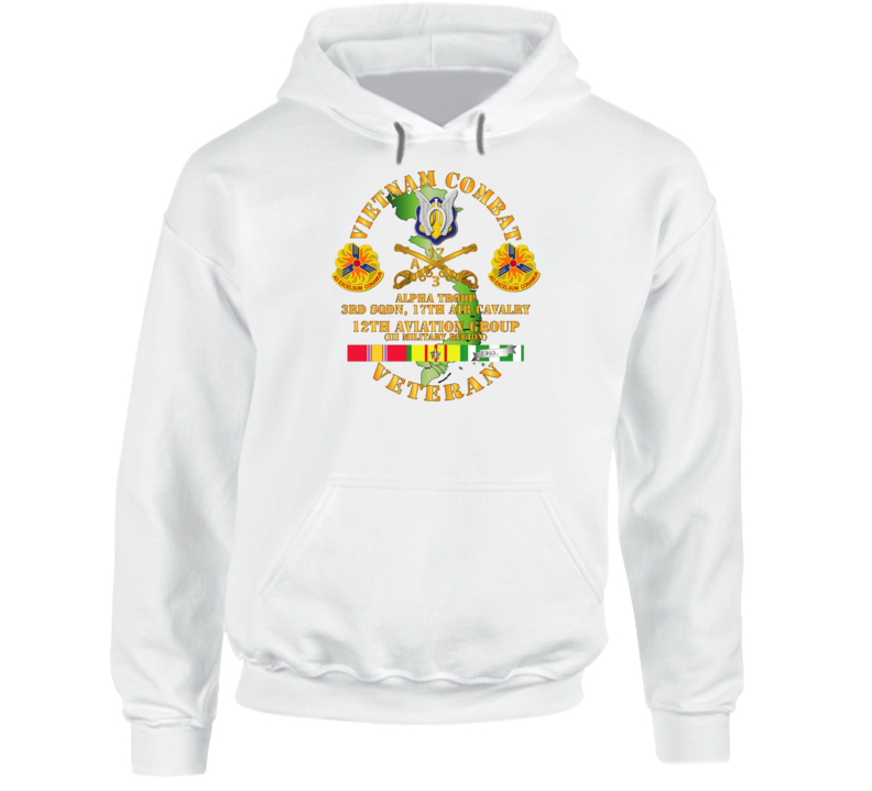 Army - Vietnam Combat Avn Vet W Avn Badges Center - 12th  Avn Groupi Mil Region Iii W Svc (2) Hoodie