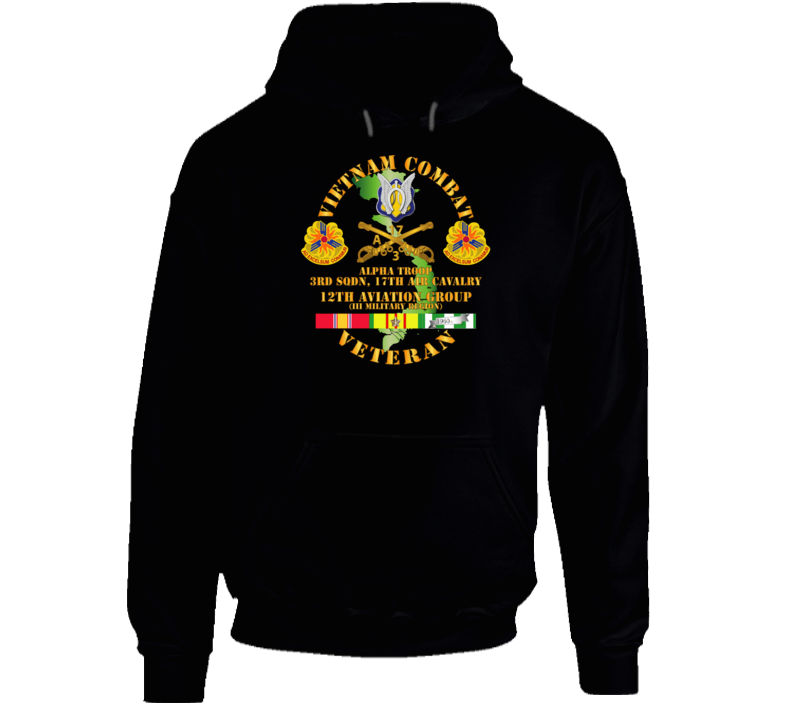 Army - Vietnam Combat Avn Vet W Avn Badges Center - 12th  Avn Groupi Mil Region Iii W Svc (2) Hoodie