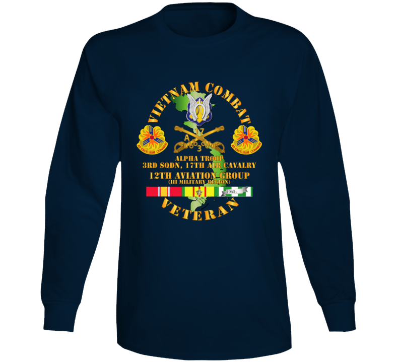 Army - Vietnam Combat Avn Vet W Avn Badges Center - 12th  Avn Groupi Mil Region Iii W Svc (2) Long Sleeve