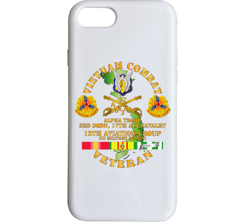 Army - Vietnam Combat Avn Vet W Avn Badges Center - 12th  Avn Groupi Mil Region Iii W Svc (2) Phone Case