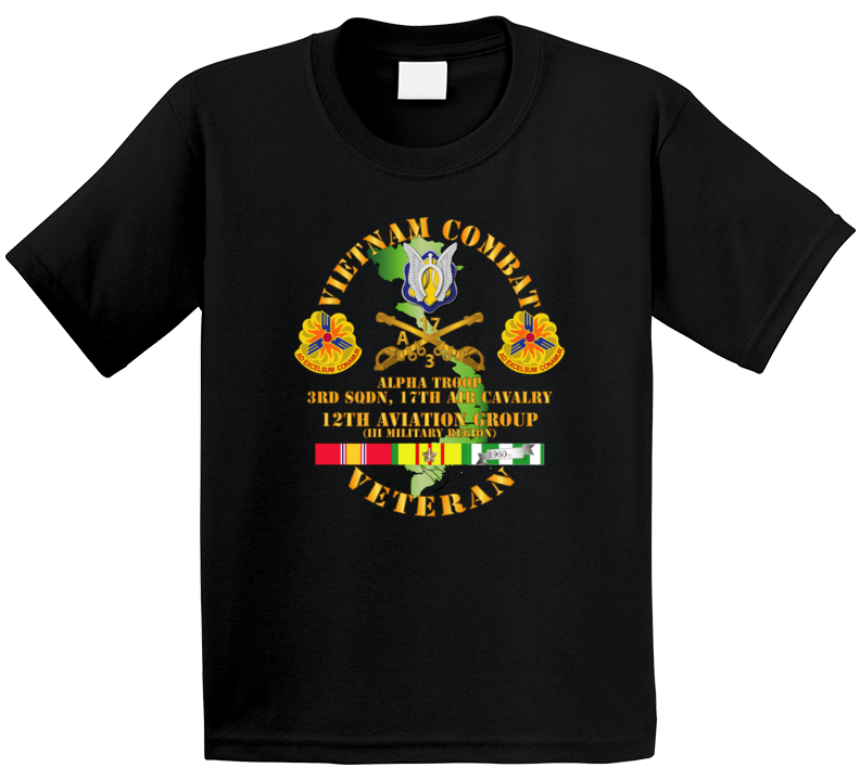 Army - Vietnam Combat Avn Vet W Avn Badges Center - 12th  Avn Groupi Mil Region Iii W Svc (2) Kids