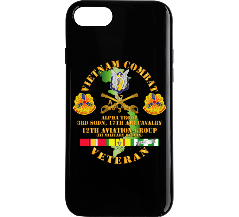 Army - Vietnam Combat Avn Vet W Avn Badges Center - 12th  Avn Groupi Mil Region Iii W Svc (2) Phone Case