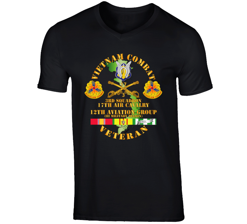 Army - Vietnam Combat Cavalry Vet W 3rd Sqn 17th Air Cav - 12th  Avn Groupi Mil Region Iii W Svc V-neck