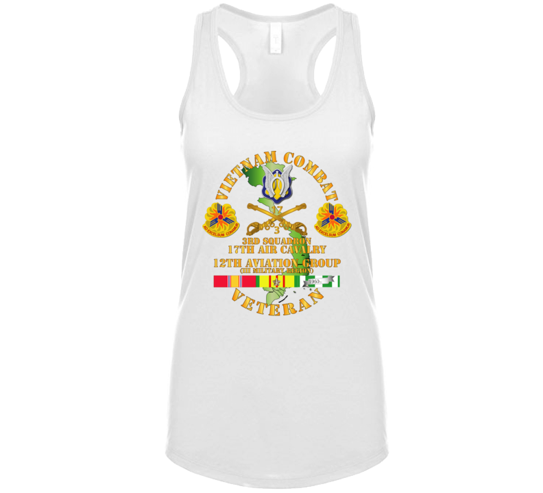 Army - Vietnam Combat Cavalry Vet W 3rd Sqn 17th Air Cav - 12th  Avn Groupi Mil Region Iii W Svc Ladies Tanktop