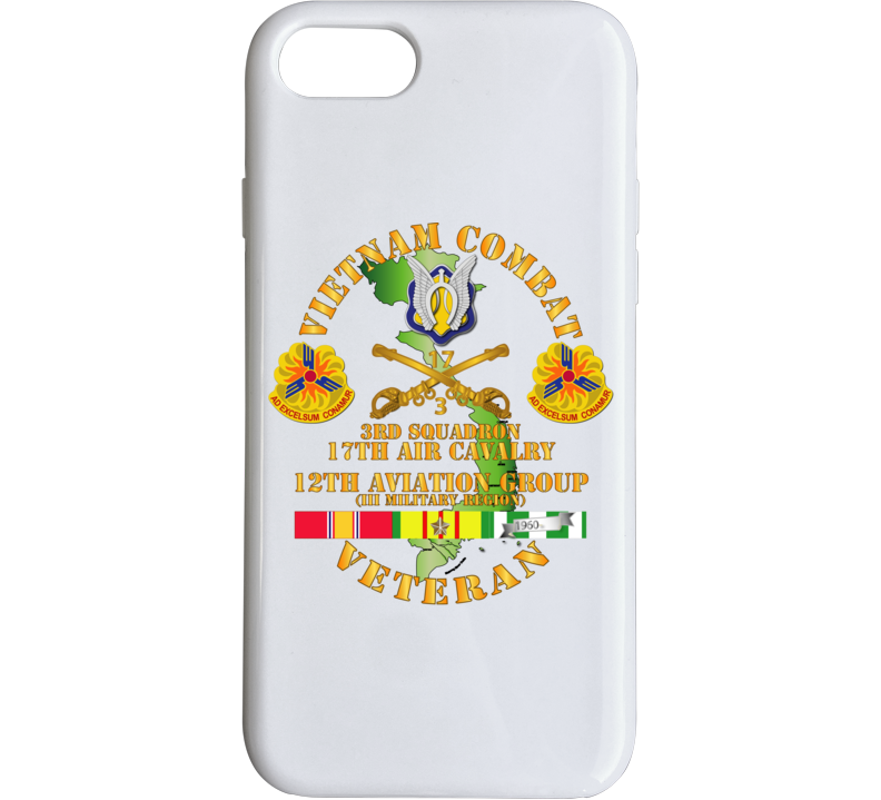 Army - Vietnam Combat Cavalry Vet W 3rd Sqn 17th Air Cav - 12th  Avn Groupi Mil Region Iii W Svc Phone Case