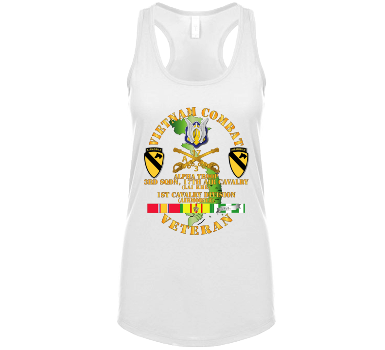 Army - Vietnam Combat Cavalry Vet W Alpha Troop - 3rd Sqn 17th Air Cav Lai Khe - 1st Cav Div Ssi Ladies Tanktop