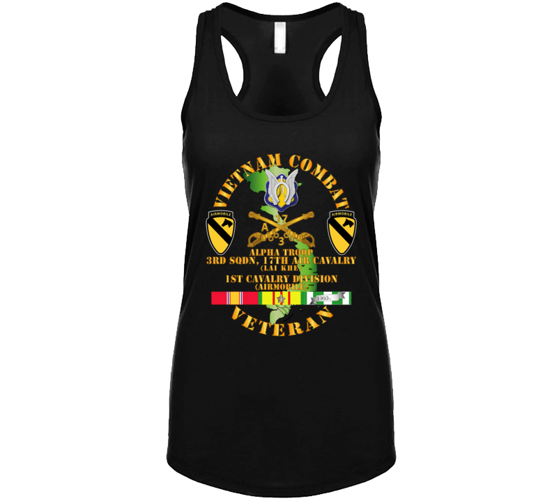 Army - Vietnam Combat Cavalry Vet W Alpha Troop - 3rd Sqn 17th Air Cav Lai Khe - 1st Cav Div Ssi Ladies Tanktop