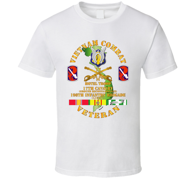 Army - Vietnam Combat Cavalry Vet W Hotel Troop - 17th Air Cav - 198th Inf Bde Lt  Ssi W Svc T Shirt