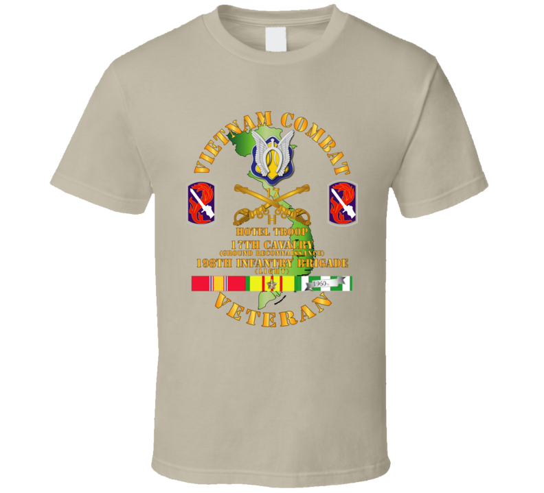 Army - Vietnam Combat Cavalry Vet W Hotel Troop - 17th Air Cav - 198th Inf Bde Lt  Ssi W Svc T Shirt
