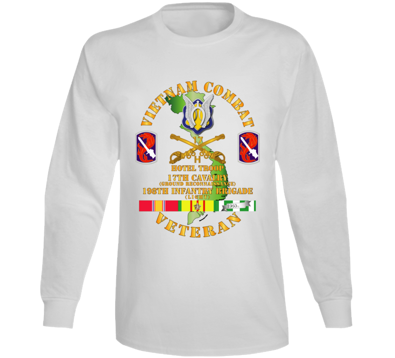 Army - Vietnam Combat Cavalry Vet W Hotel Troop - 17th Air Cav - 198th Inf Bde Lt  Ssi W Svc Long Sleeve