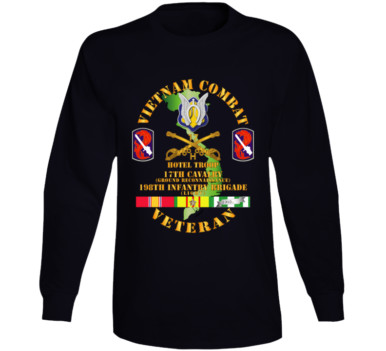 Army - Vietnam Combat Cavalry Vet W Hotel Troop - 17th Air Cav - 198th Inf Bde Lt  Ssi W Svc Long Sleeve