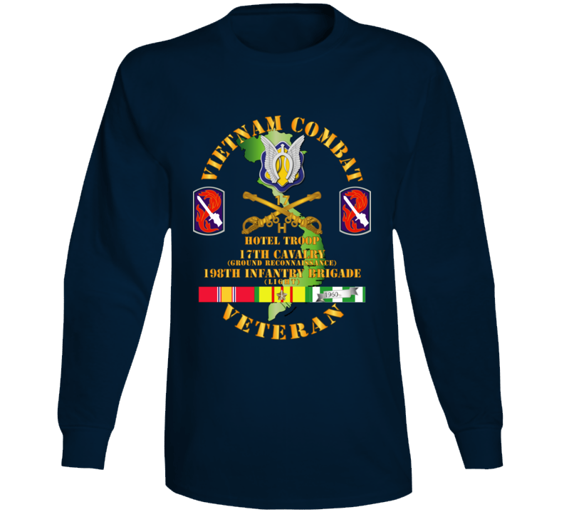 Army - Vietnam Combat Cavalry Vet W Hotel Troop - 17th Air Cav - 198th Inf Bde Lt  Ssi W Svc Long Sleeve