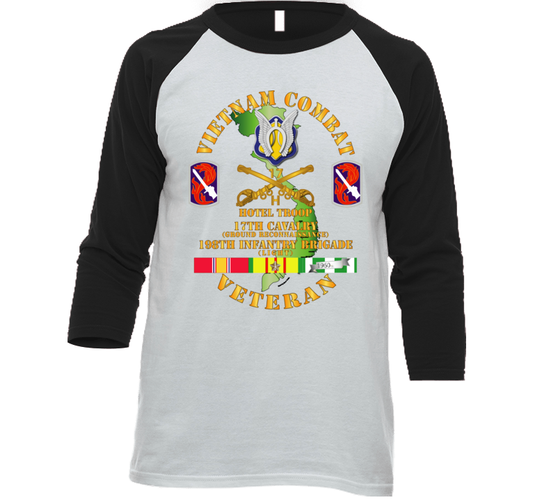 Army - Vietnam Combat Cavalry Vet W Hotel Troop - 17th Air Cav - 198th Inf Bde Lt  Ssi W Svc T Shirt