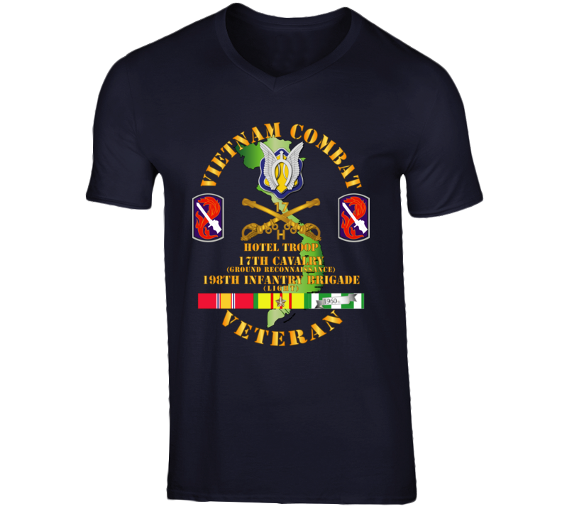 Army - Vietnam Combat Cavalry Vet W Hotel Troop - 17th Air Cav - 198th Inf Bde Lt  Ssi W Svc T Shirt