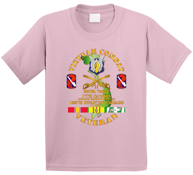 Army - Vietnam Combat Cavalry Vet W Hotel Troop - 17th Air Cav - 198th Inf Bde Lt  Ssi W Svc T Shirt
