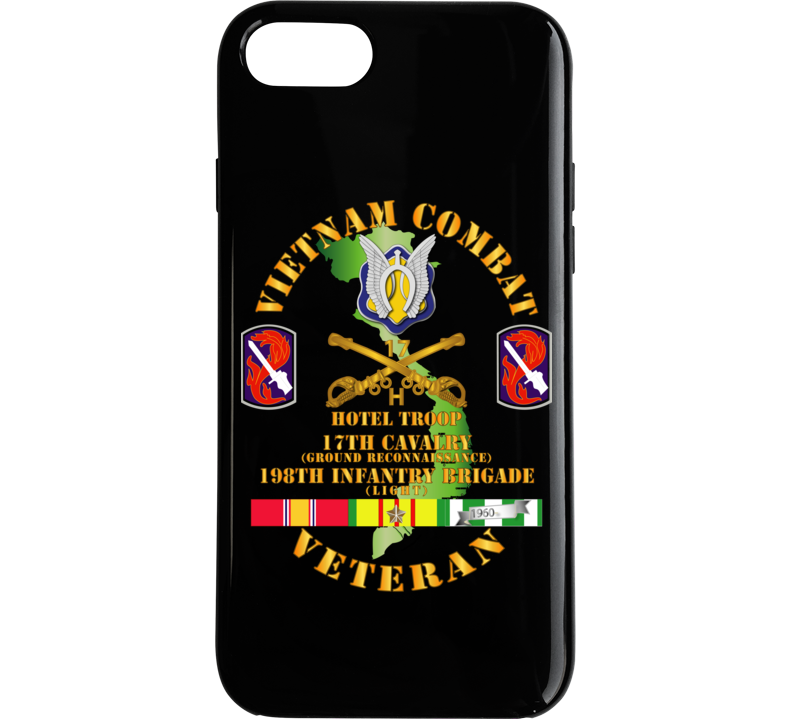 Army - Vietnam Combat Cavalry Vet W Hotel Troop - 17th Air Cav - 198th Inf Bde Lt  Ssi W Svc Phone Case