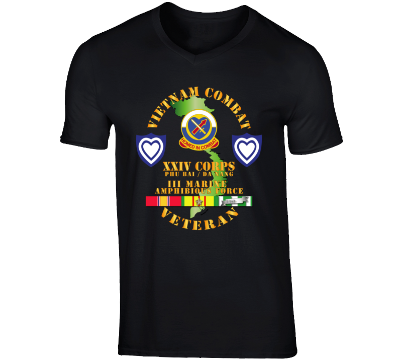 Army - Vietnam Combat Veteran W Xxiv Corps - V-neck