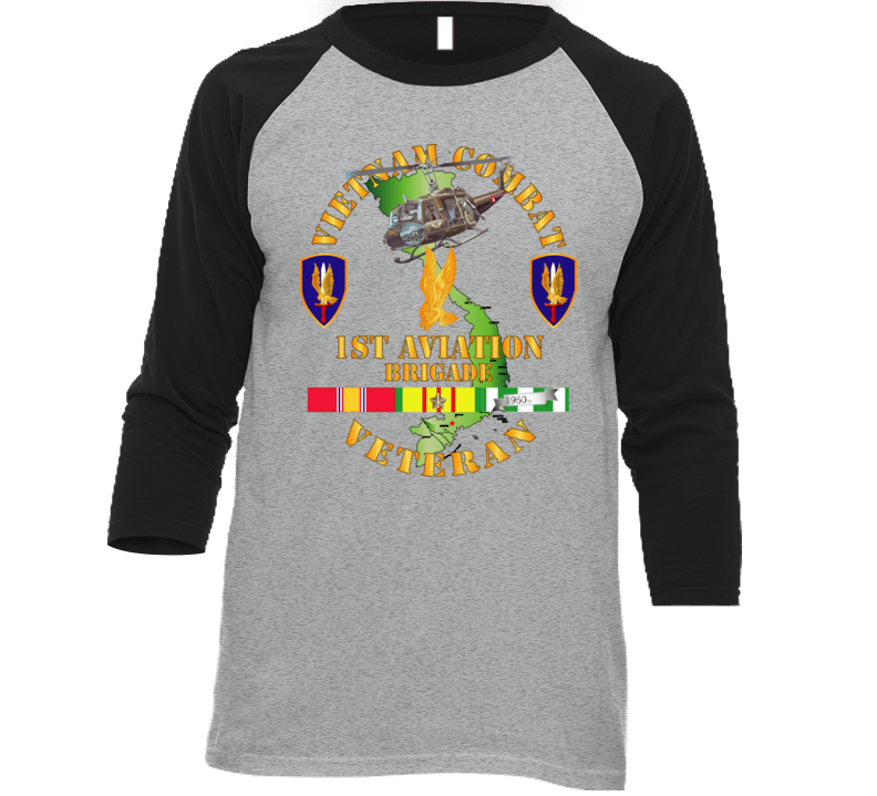 Army - Vietnam Combat Cavalry Veteran W 1st Aviation Bde Ssi V1 Baseball Raglan