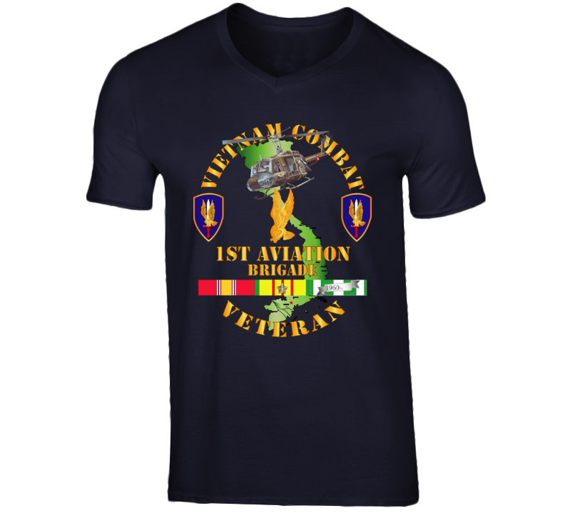 Army - Vietnam Combat Cavalry Veteran W 1st Aviation Bde Ssi V1 V-neck