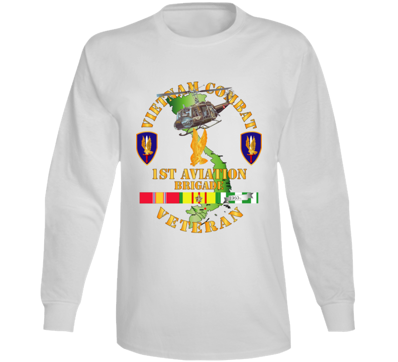 Army - Vietnam Combat Cavalry Veteran W 1st Aviation Bde Ssi V1 Long Sleeve