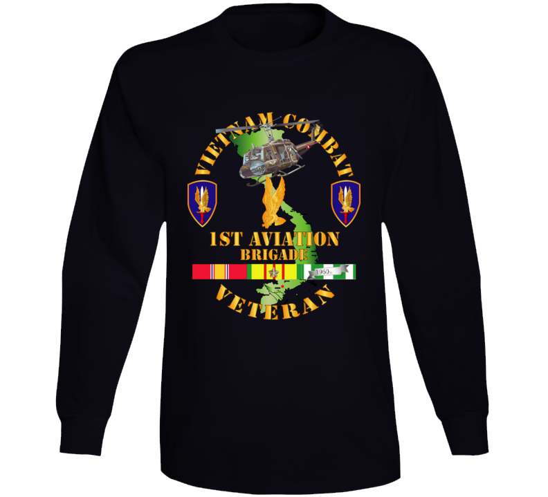 Army - Vietnam Combat Cavalry Veteran W 1st Aviation Bde Ssi V1 Long Sleeve