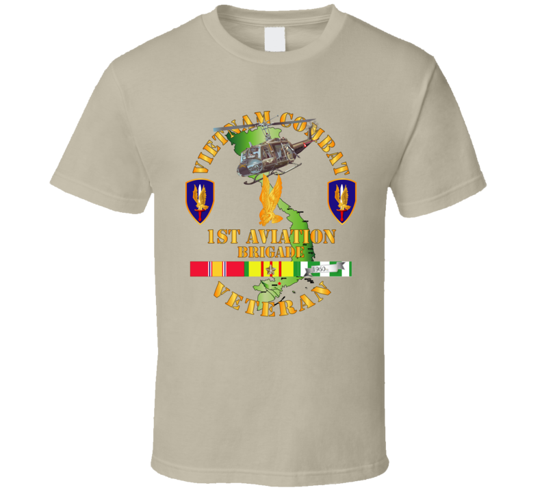 Army - Vietnam Combat Cavalry Veteran W 1st Aviation Bde Ssi V1 Ladies T-shirt