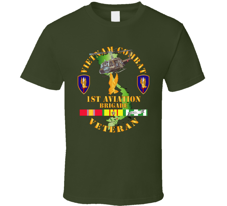 Army - Vietnam Combat Cavalry Veteran W 1st Aviation Bde Ssi V1 Ladies T-shirt