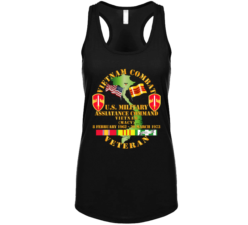 Army - Vietnam Combat Veteran - Us Military Asst Cmd - Vietnam Ladies Tanktop T Shirt