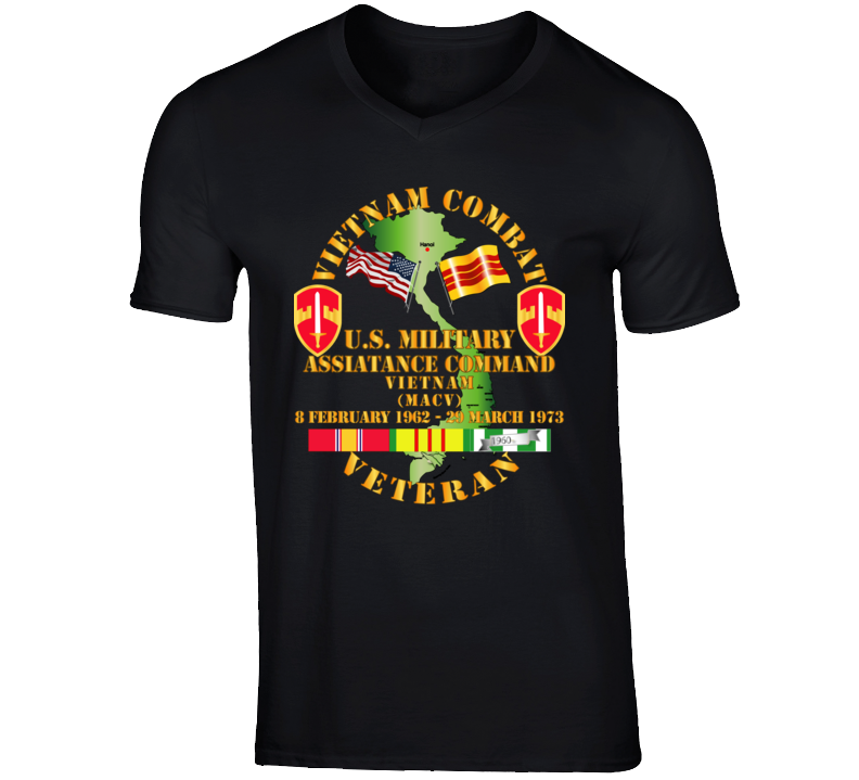 Army - Vietnam Combat Veteran - Us Military Asst Cmd - Vietnam V-neck T Shirt