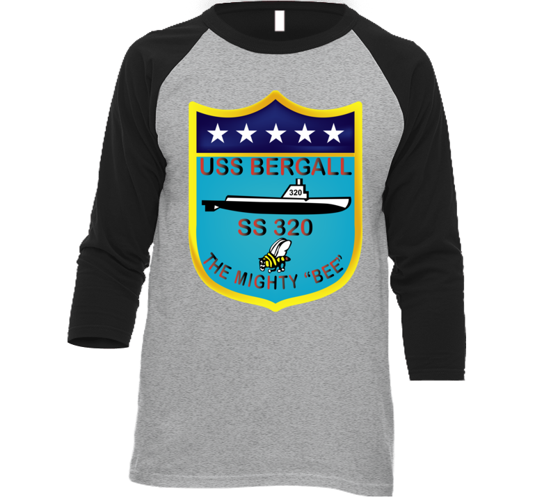 Navy - Uss Bergall (ss-320) Wo Txt Baseball Raglan