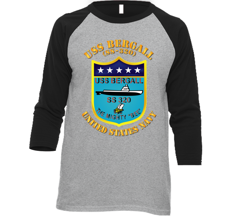 Navy - Uss Bergall (ss-320) Baseball Raglan