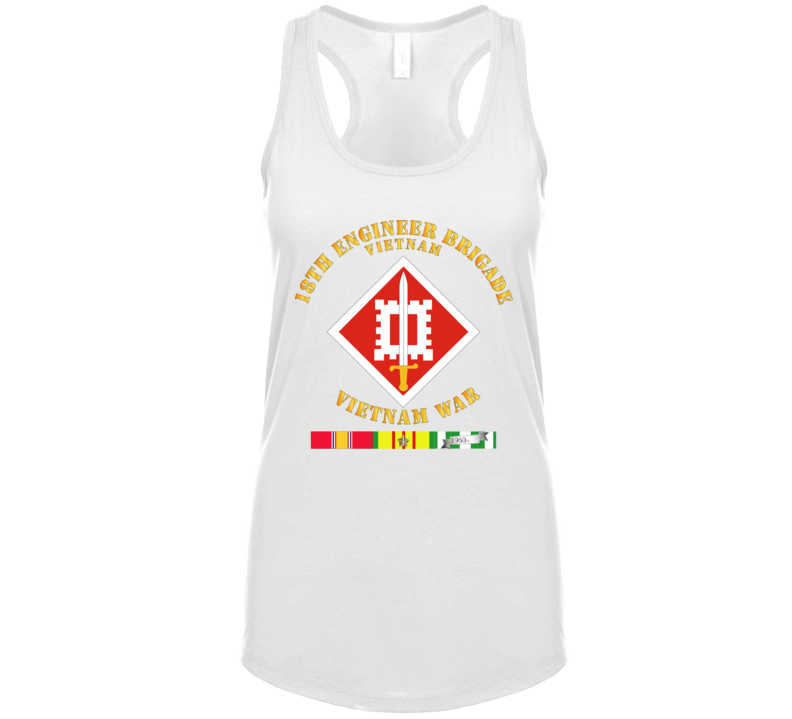 Army - 18th Engineer Brigade Vietnam - Vietnam War W Svc Ladies Tanktop