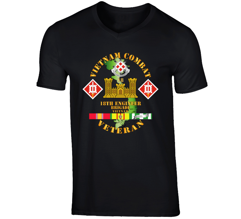 Army - Vietnam Combat Engineer - 18th Engineer Bde W Svc V-neck