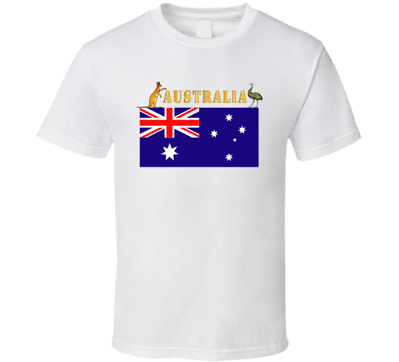 Flag - Australia W Roo And Emu W Txt T Shirt