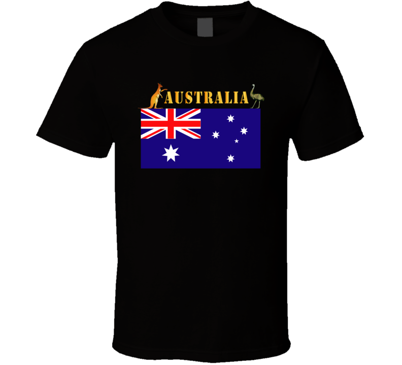 Flag - Australia W Roo And Emu W Txt T Shirt