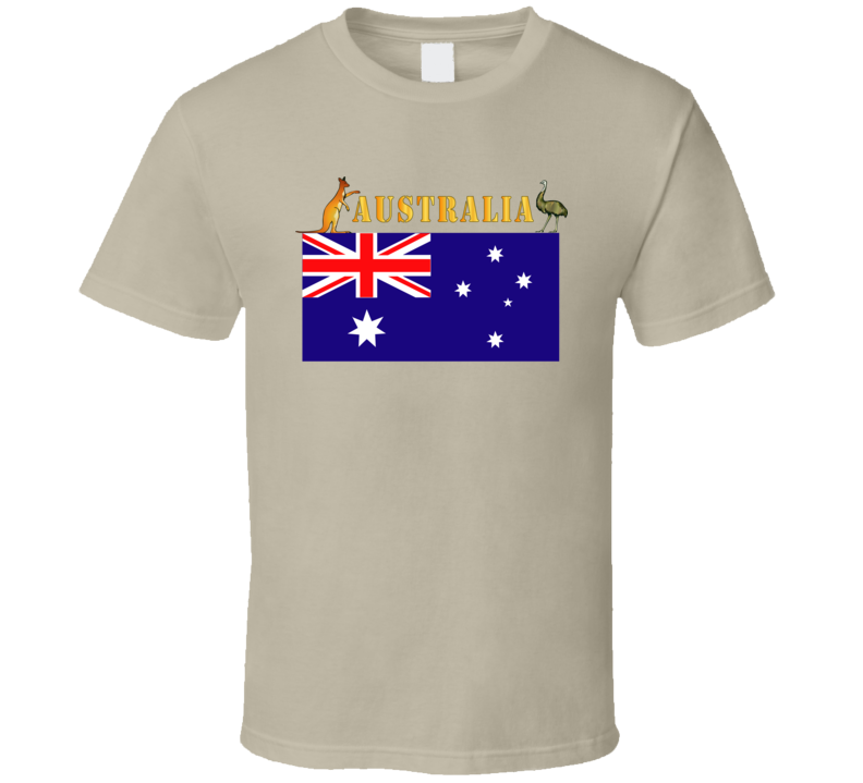 Flag - Australia W Roo And Emu W Txt T Shirt