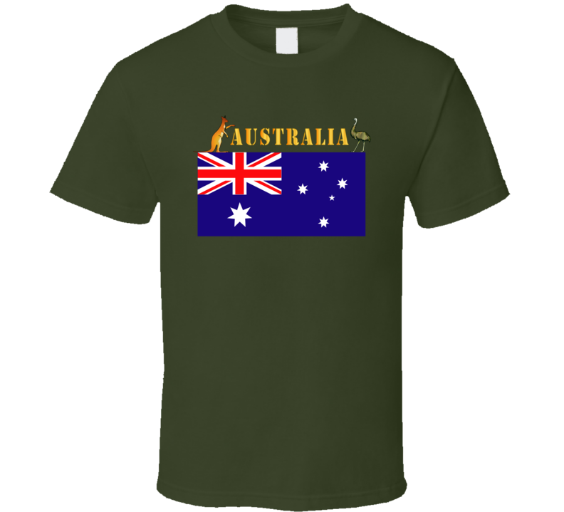 Flag - Australia W Roo And Emu W Txt T Shirt