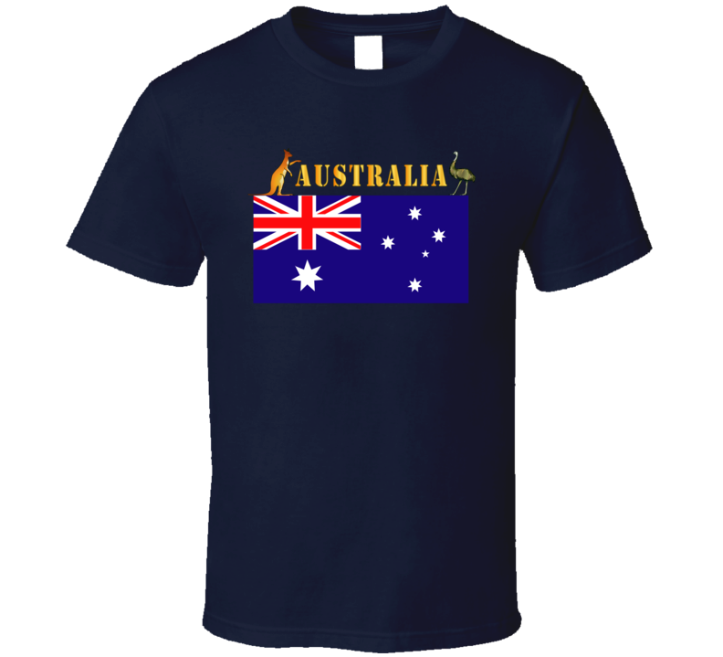 Flag - Australia W Roo And Emu W Txt T Shirt