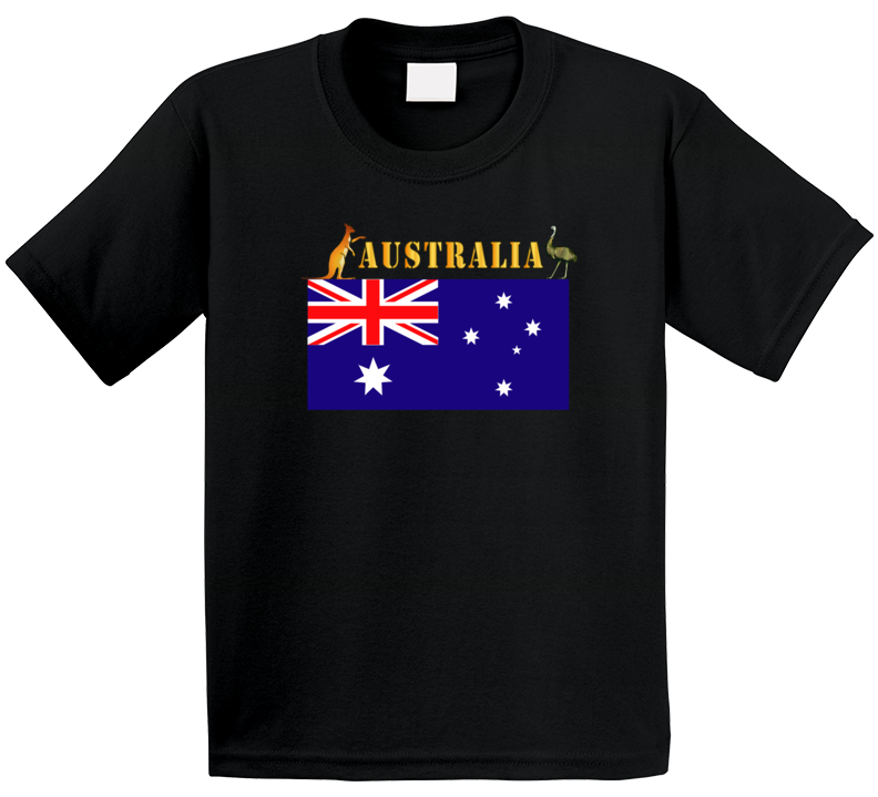 Flag - Australia W Roo And Emu W Txt T Shirt